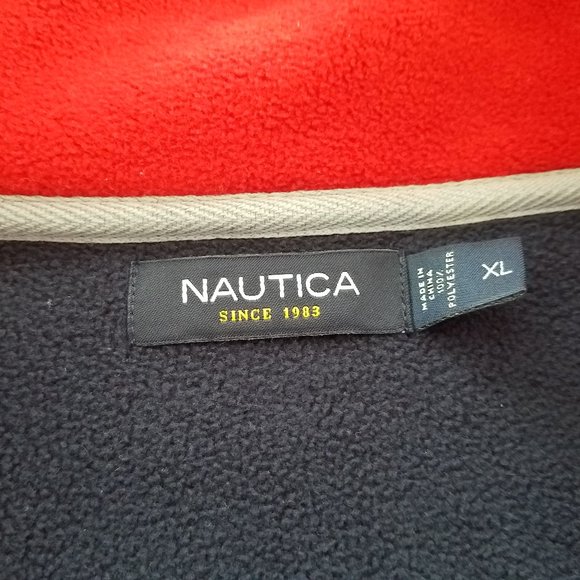 Nautica Mens Size XL Blue 1/4 Zip Fleece Jacket EUC - Picture 3 of 8